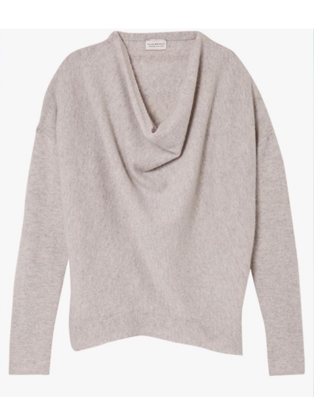 Club Monaco 100% Cashmere Cowl Neck Sweater Size XS Heather Gray Long Sleeve